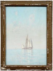 Maritime gouache signed Huggin