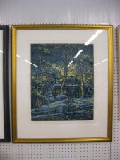 Mark Mulfinger linocut on pape