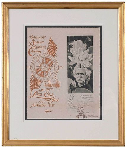 MARK TWAIN SIGNED LOTOS CLUB DINNER