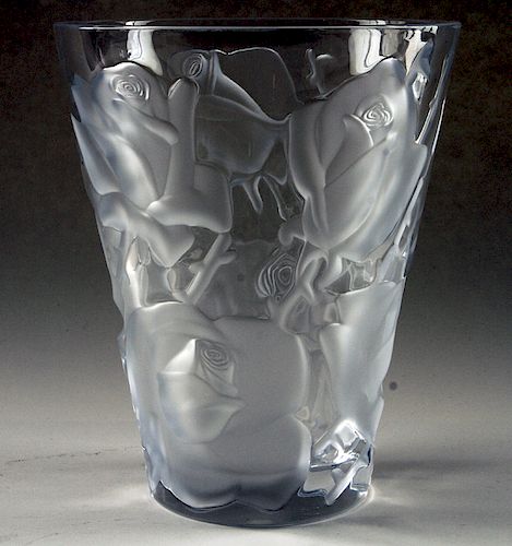 MARKED LALIQUE CRYSTAL ISPAHAN ROSE