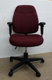 MAROON UPHOLSTERED OFFICE SWIV