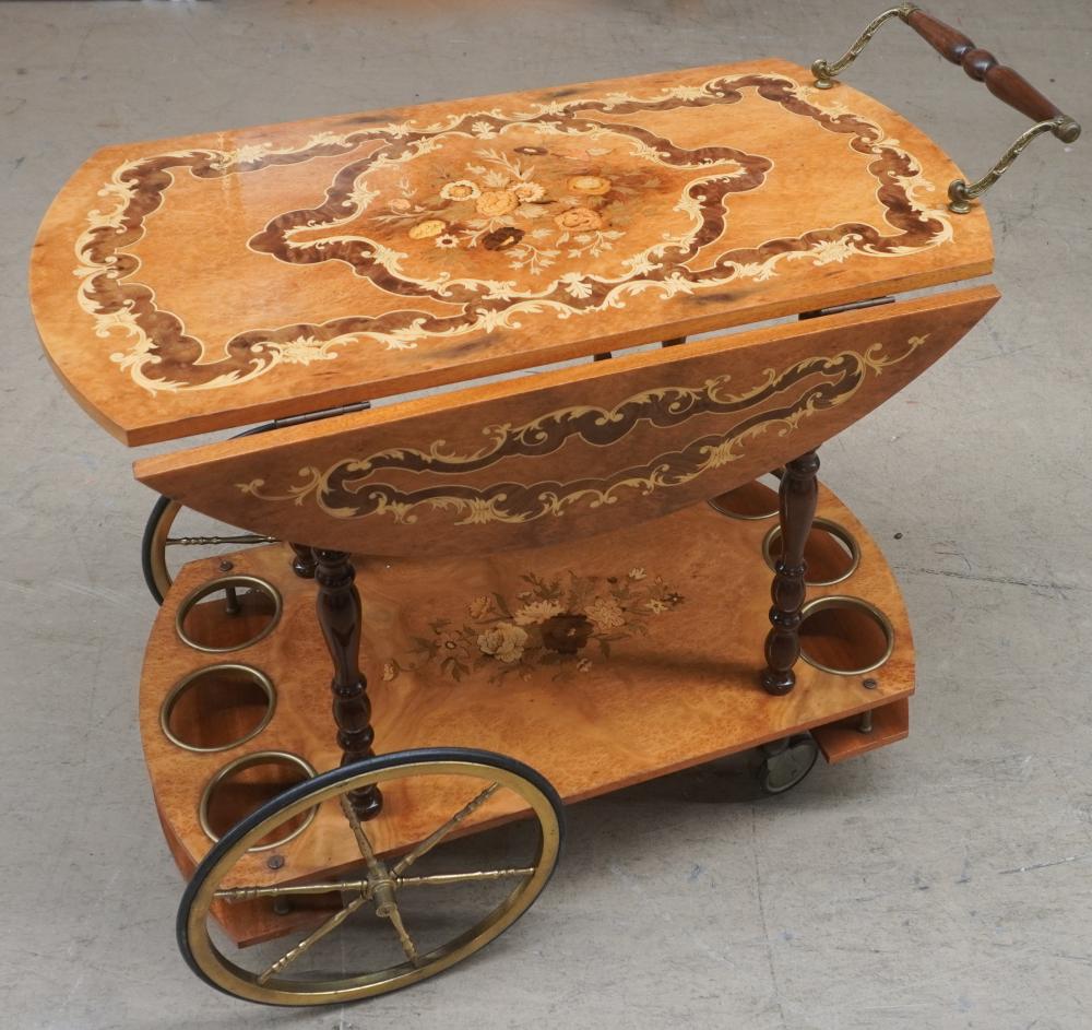MARQUETRY BURLWOOD TWO-TIER TEA