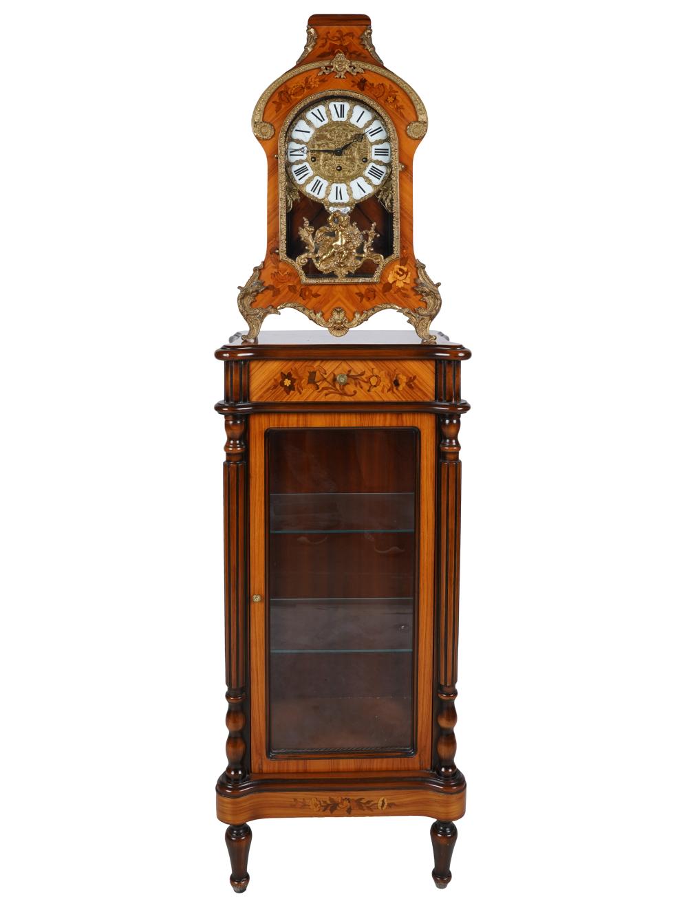 MARQUETRY CLOCK ON CABINET