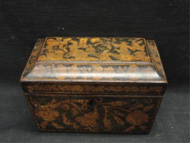 Marquetry Inlaid Antique Tea Caddy.