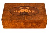MARQUETRY INLAID BURL BOXCondi