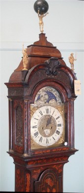 Marquetry inlaid Dutch tall ca
