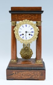 MARQUETRY INLAID PORTICO CLOCK