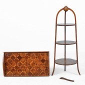 Marquetry inlaid three tier de