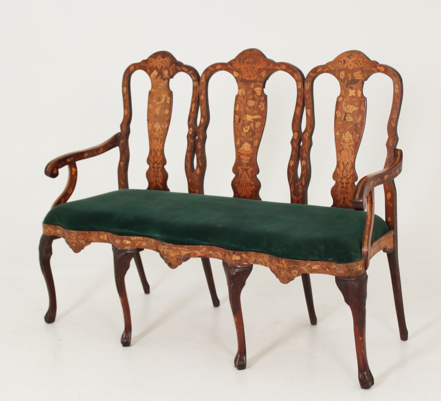 MARQUETRY INLAID TRIPLE BACK SETTEE
