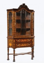 MARQUETRY, MAHOGANY BOOKCASES