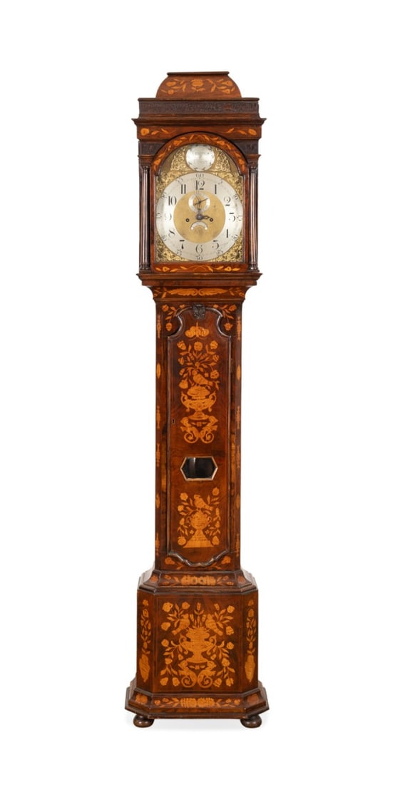 MARQUETRY TALL CASE CLOCK WILKES