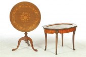 MARQUETRY TILT TOP TABLE AND F