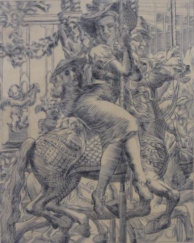 MARSH Reginald. Engraving ''Merry