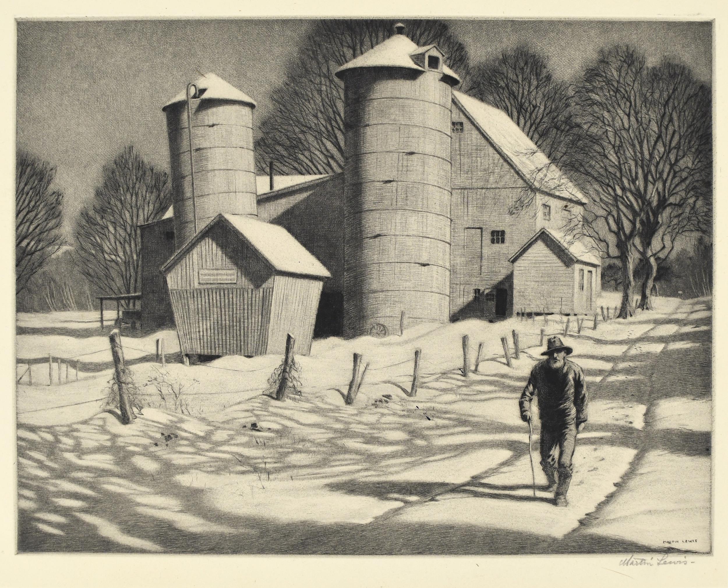 MARTIN LEWIS ETCHING, GRANDPA TAKES