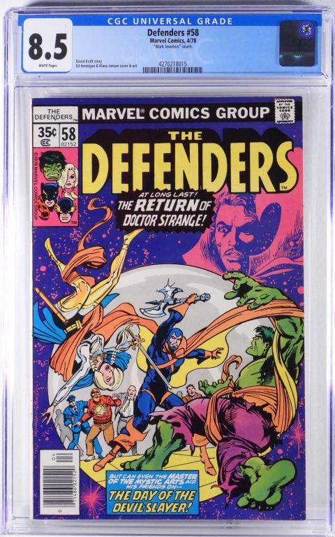 MARVEL COMICS DEFENDERS #58 CGC 8.5