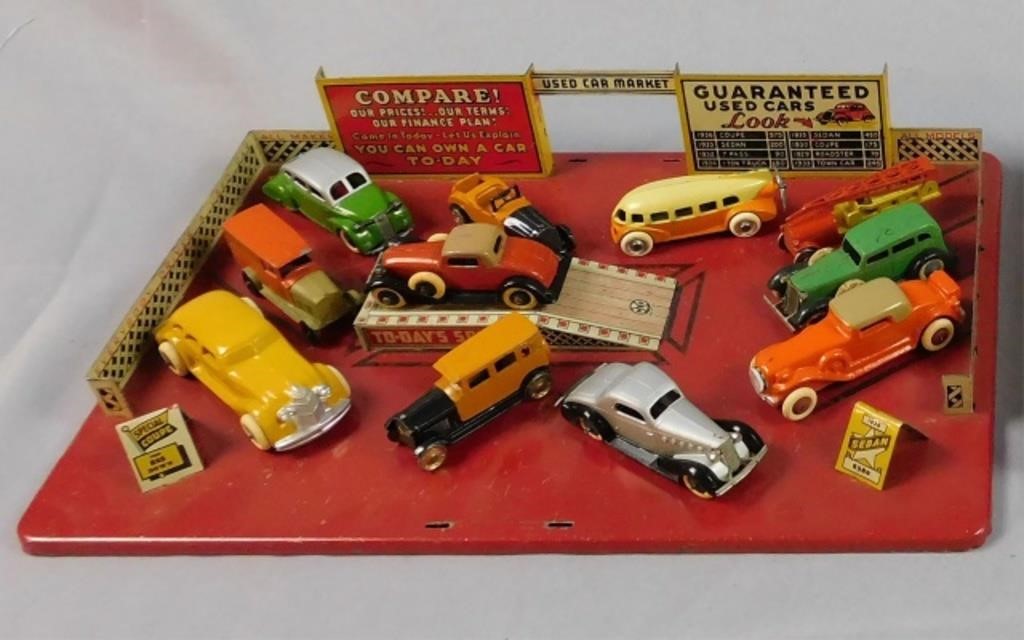 MARX USED CAR MARKET, CA. 1930, TIN