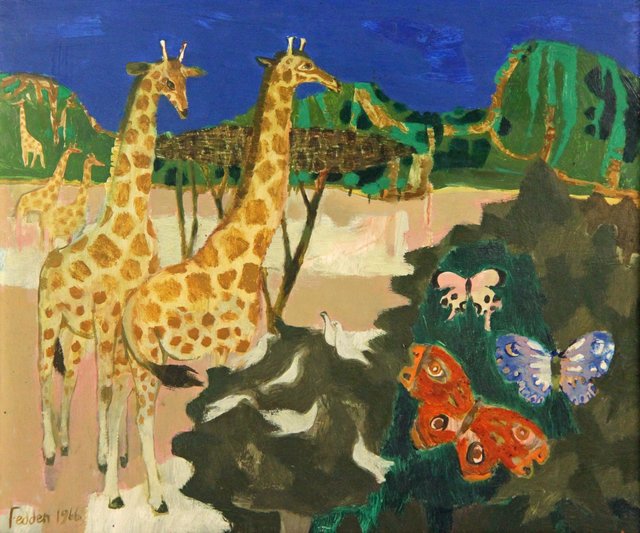 Mary Fedden ARR Giraffes Doves