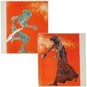 MARY FRANK, PAIR MONOPRINTS Ma
