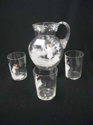 Mary Gregory Art Glass Pitcher &