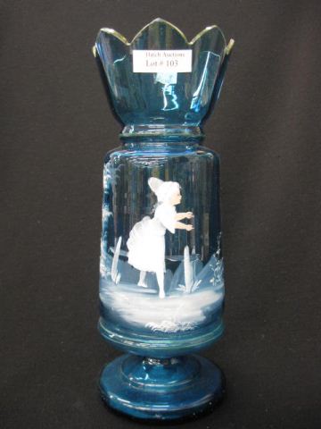Mary Gregory Art Glass Vase white