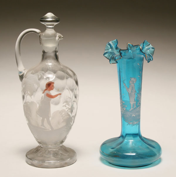 Mary Gregory hand painted glass