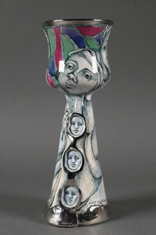 MARY LOU HIGGINS, FIGURAL VASE,