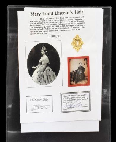 MARY TODD LINCOLN HAIR CLIPPING,