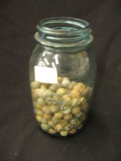 Mason Jar of Old Potery Marble