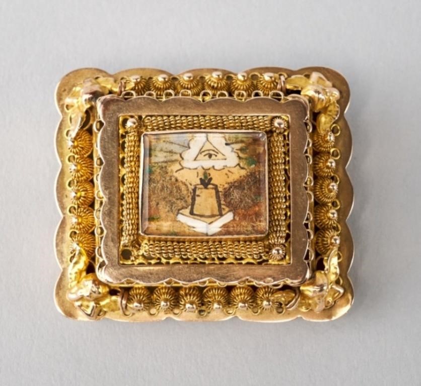MASONIC GOLD BROOCHA 14kt gold