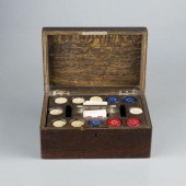 MASONIC OAK CASED GAME BOXAn e
