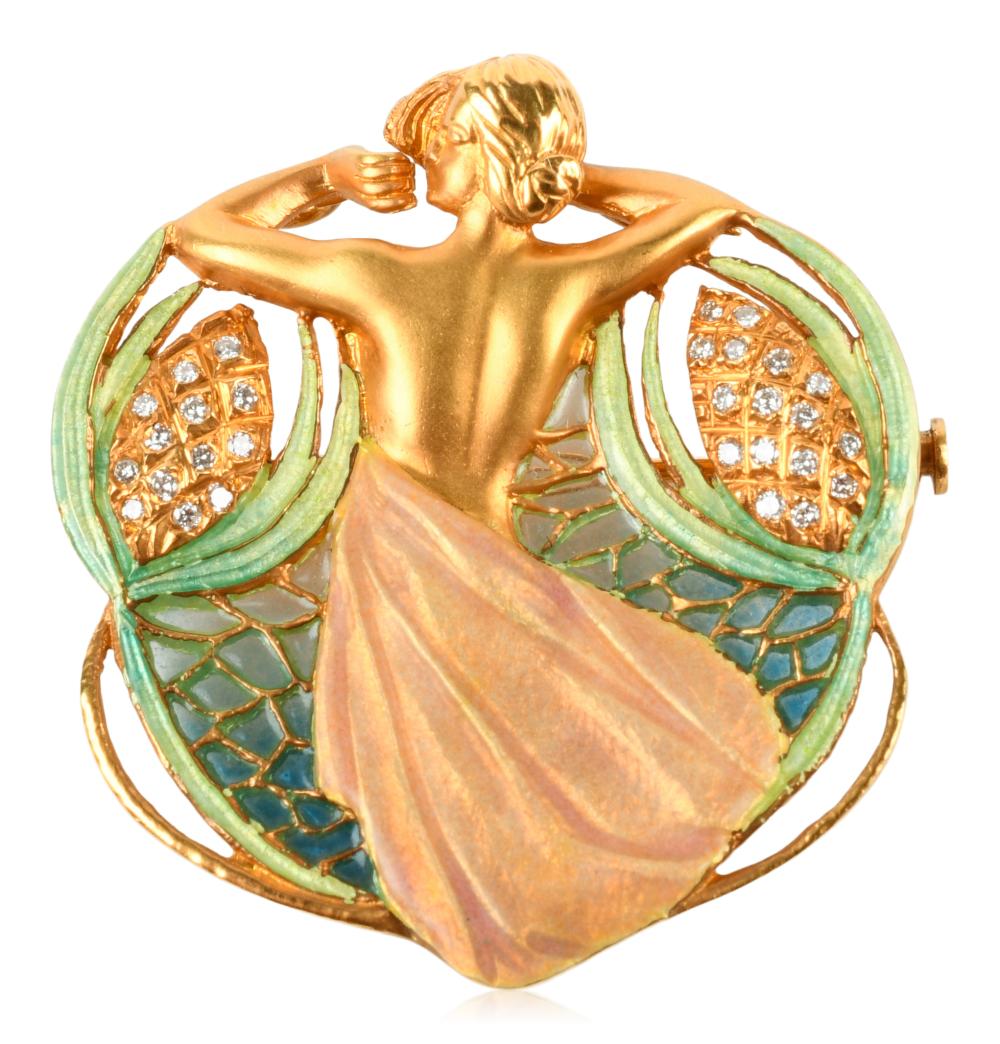 MASRIERA 18K YELLOW GOLD ENAMEL AND