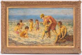MASSEY SIGNED BEACH SCENE OIL