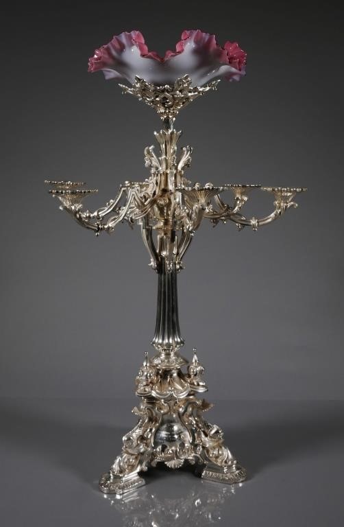 MASSIVE 1880S SILVER EPERGNE OR