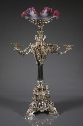 MASSIVE 1880S SILVER EPERGNE O
