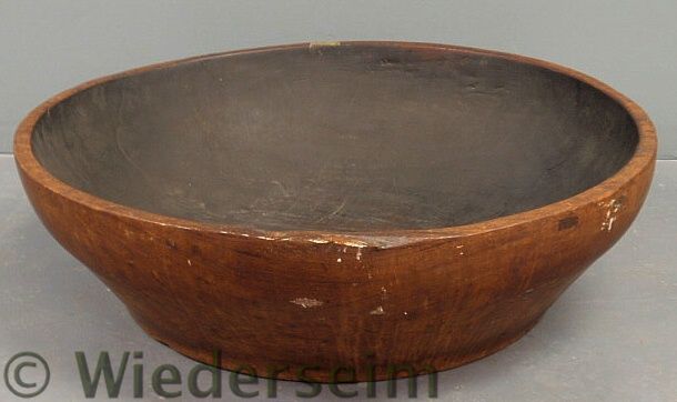 Massive carved walnut bowl probably