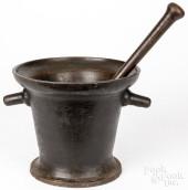 MASSIVE CAST IRON MORTAR AND P