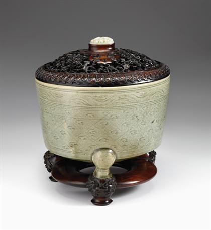 Massive Chinese Ming carved celadon