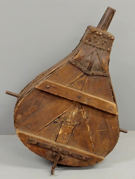 Massive pair of leather wood and