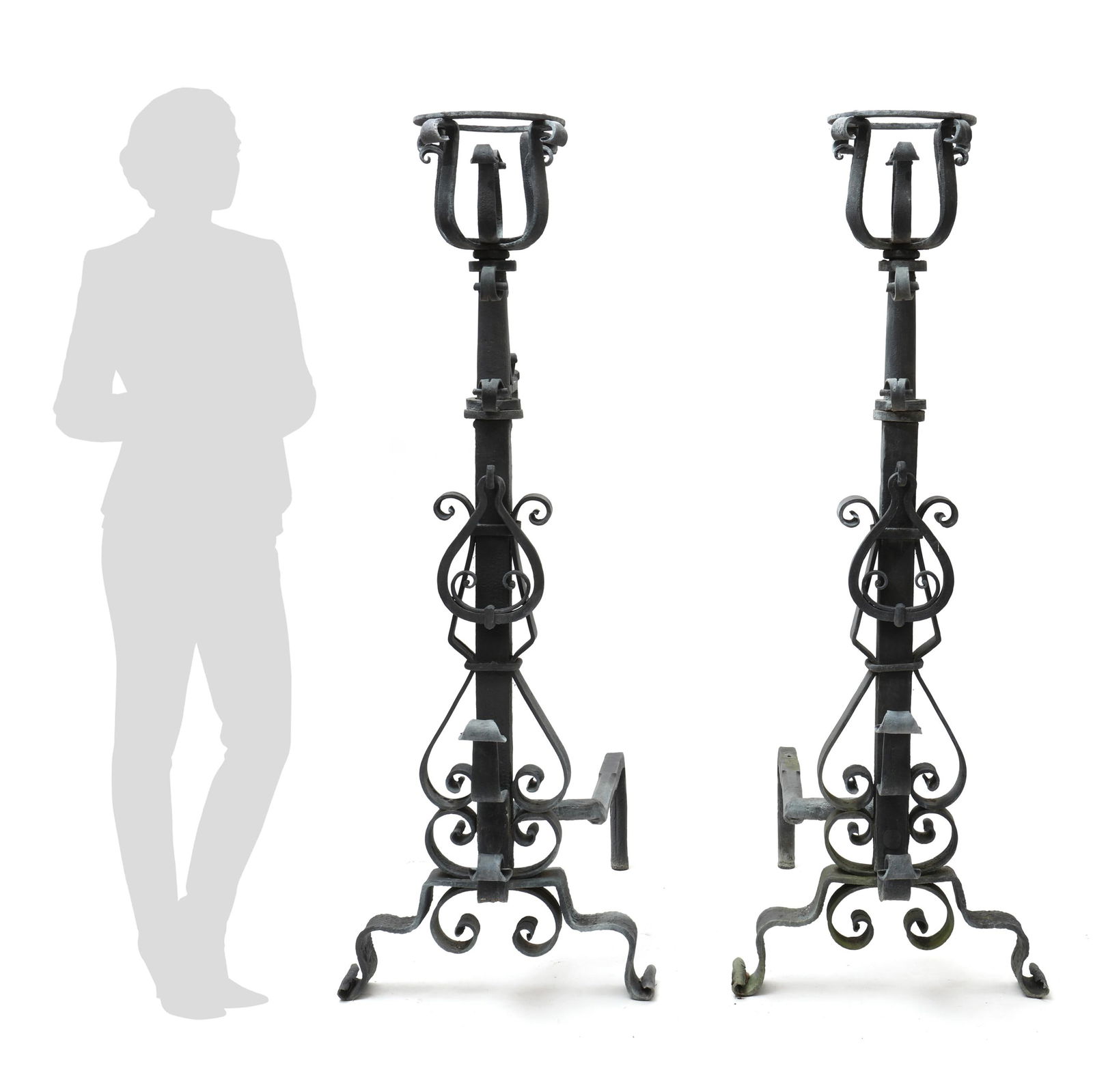 MASSIVE PAIR OF WROUGHT IRON