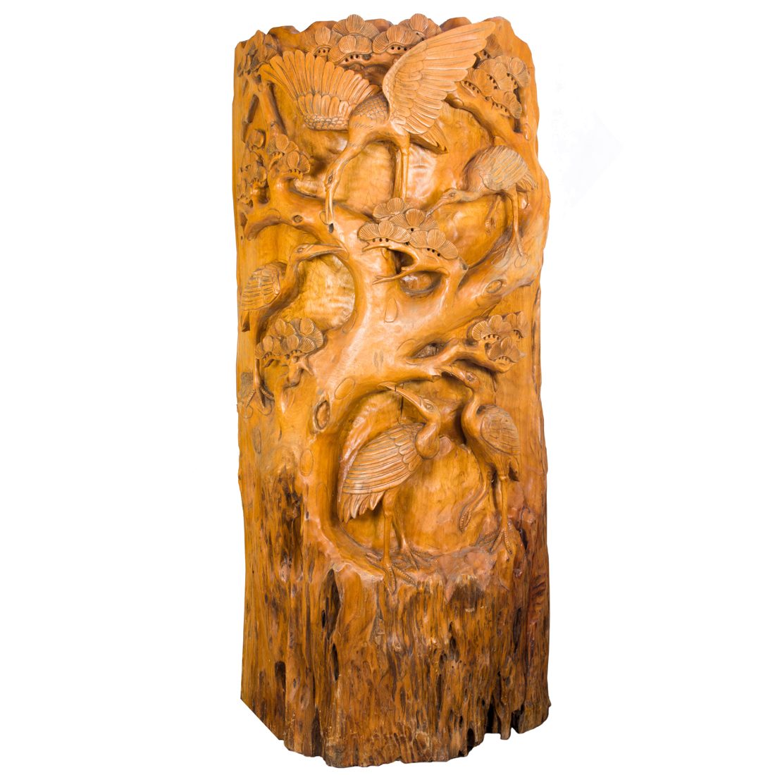 MASSIVE TEAK TREE TRUNK CARVING