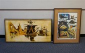 MASTED SHIPS, ACYRLIC ON PANEL