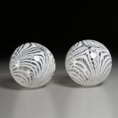 MATCHED PAIR MARBRIE GLASS WIT
