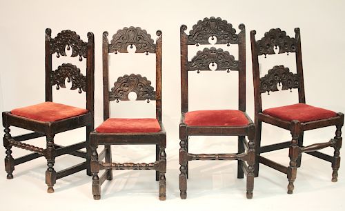 MATCHED SET OF 4 ENGLISH JACOBEAN