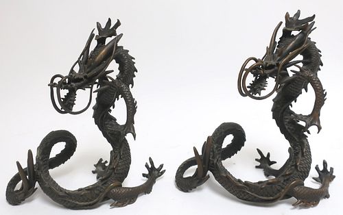 MATCHING 20TH CENTURY BRONZE DRAGON