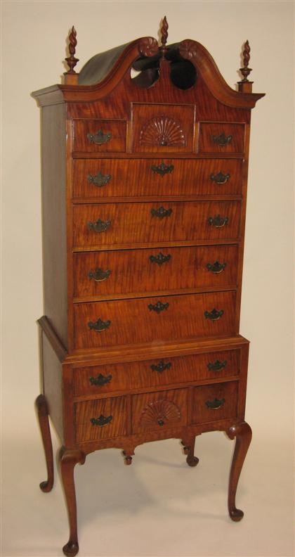 Matching tiger maple high chest and