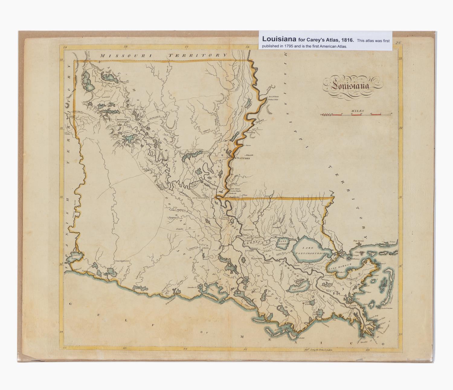 MATTHEW CAREY, HAND COLORED MAP