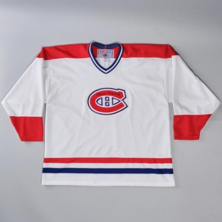 MAURICE RICHARD SIGNED HABS WHITE