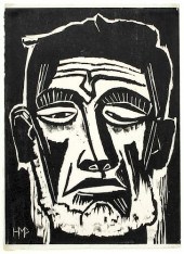 MAX PECHSTEIN, WOODCUT, HEAD O