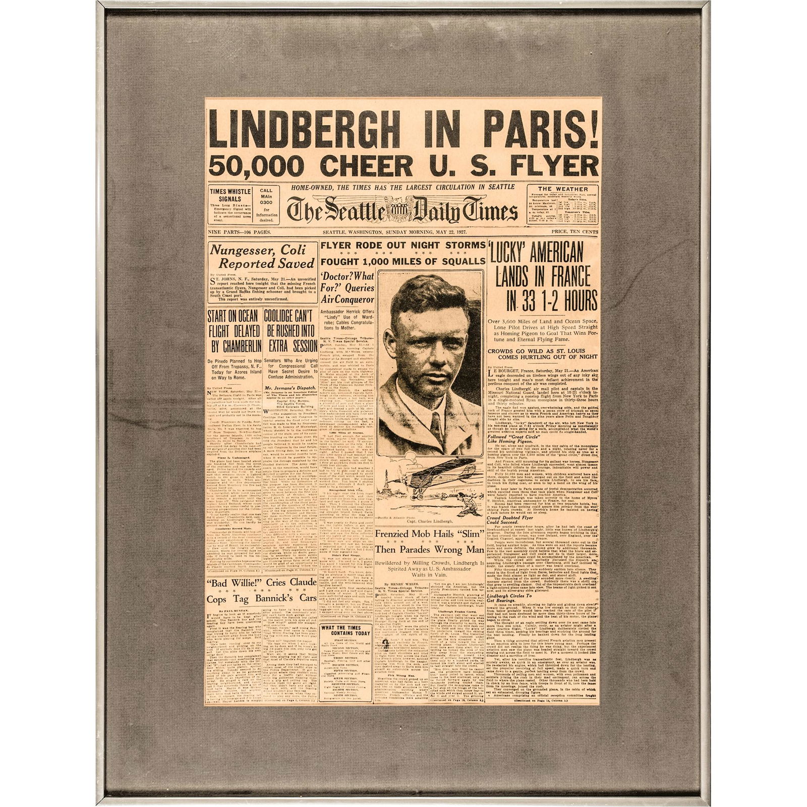 MAY 22, 1927 LINDBERGH IN PARIS