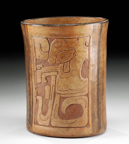 MAYA POTTERY CYLINDER VESSEL W/